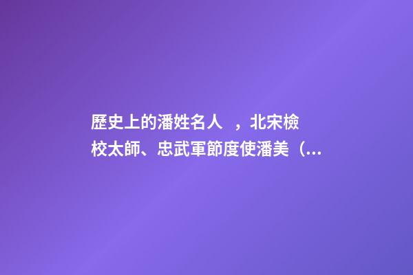 歷史上的潘姓名人，北宋檢校太師、忠武軍節度使潘美（宋朝潘將軍）